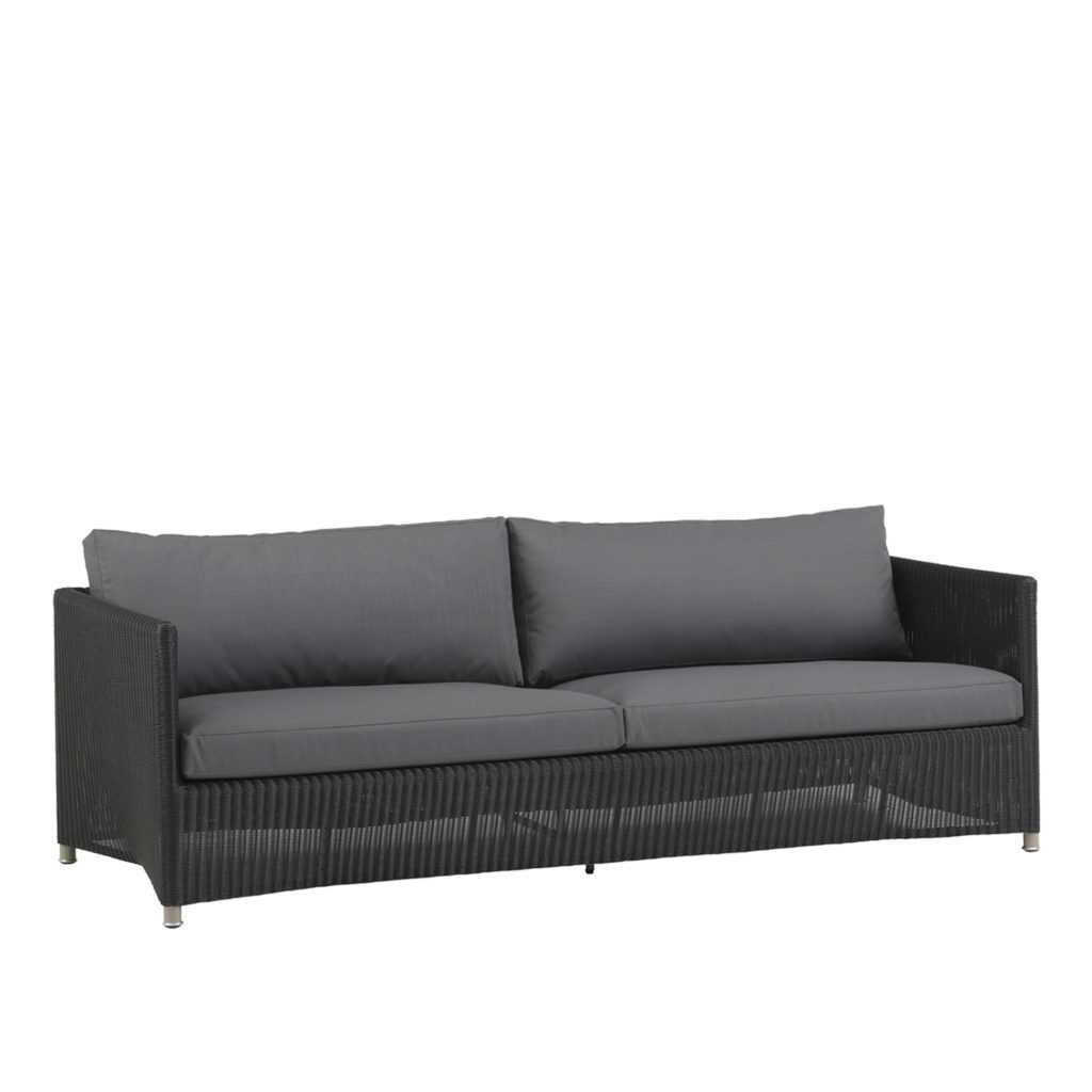 Soffa Utomhus – Diamond 3-sits Cane-line Weave Grafit / Cane-line Natté Grå – Svart