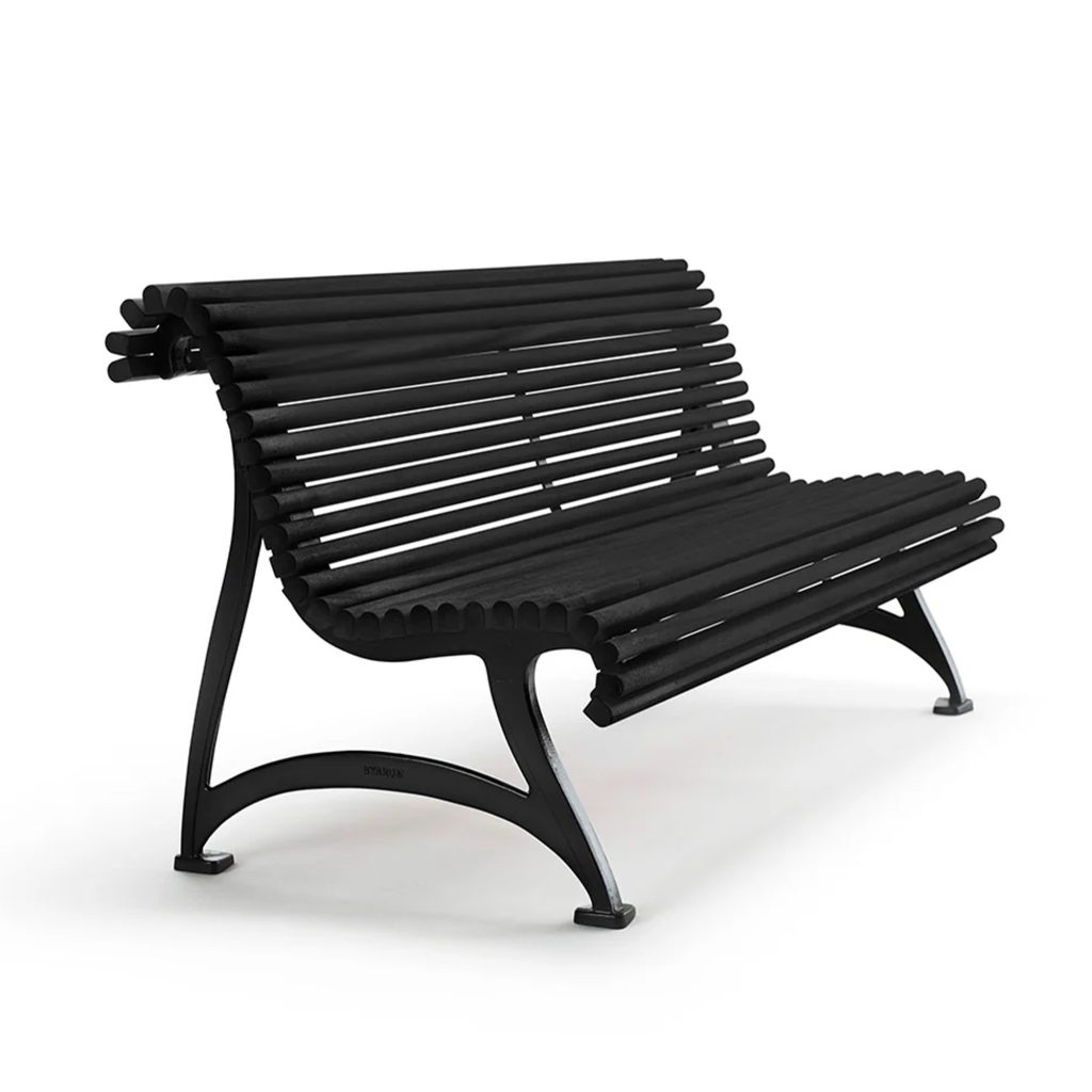 Soffa Utomhus – Soffa Jujol, Grålackerad Furu/Svartlackerad Aluminium – Svart