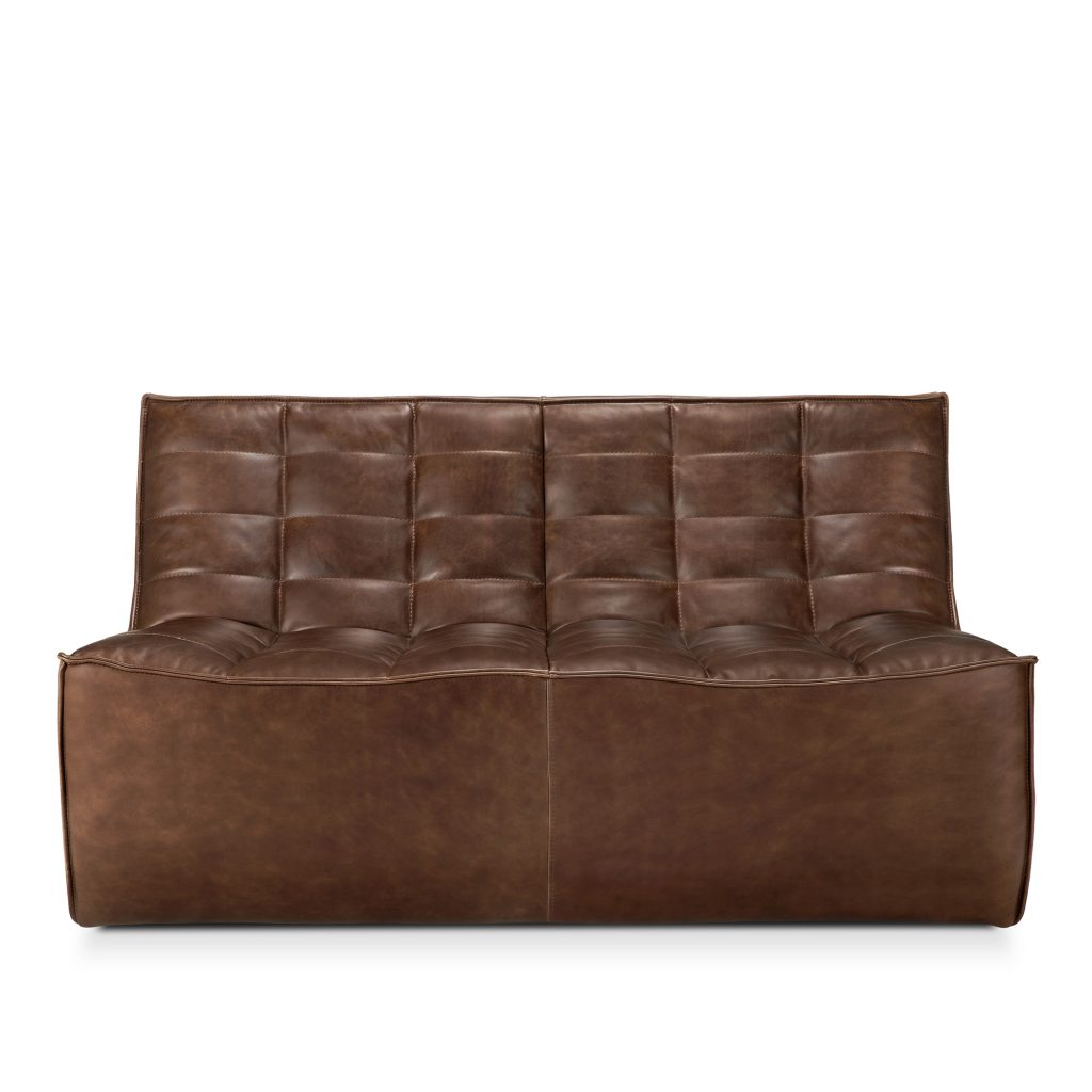 Modulsoffa – N701 Modulsoffa, Chestnut Läder, 2-sits – Träfärgad