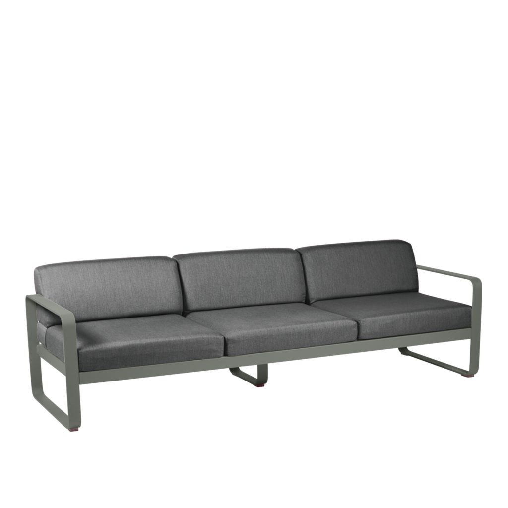 Soffa Utomhus – Bellevie 3-sits Grafit Grå Kuddar, Rosemary