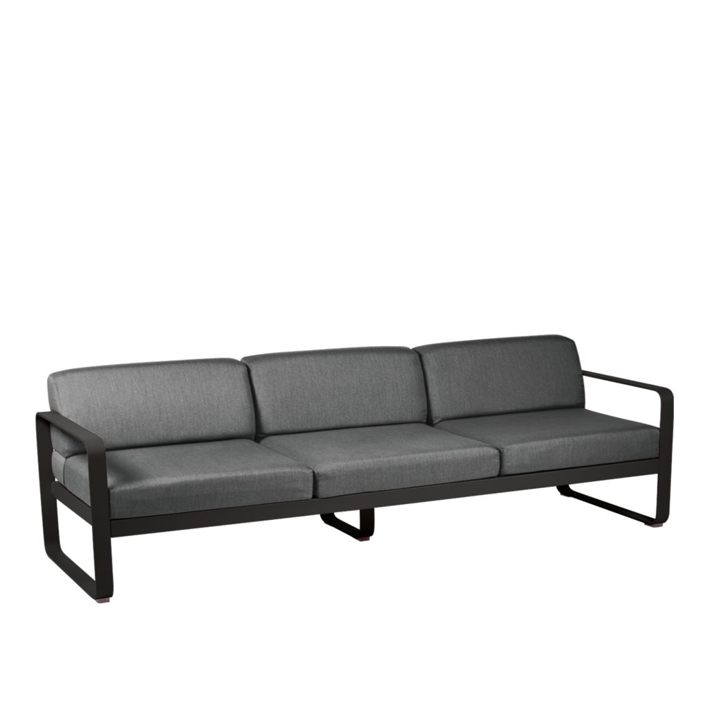 Soffa Utomhus – Bellevie 3-sits Grafit Grå Kuddar, Liquorice