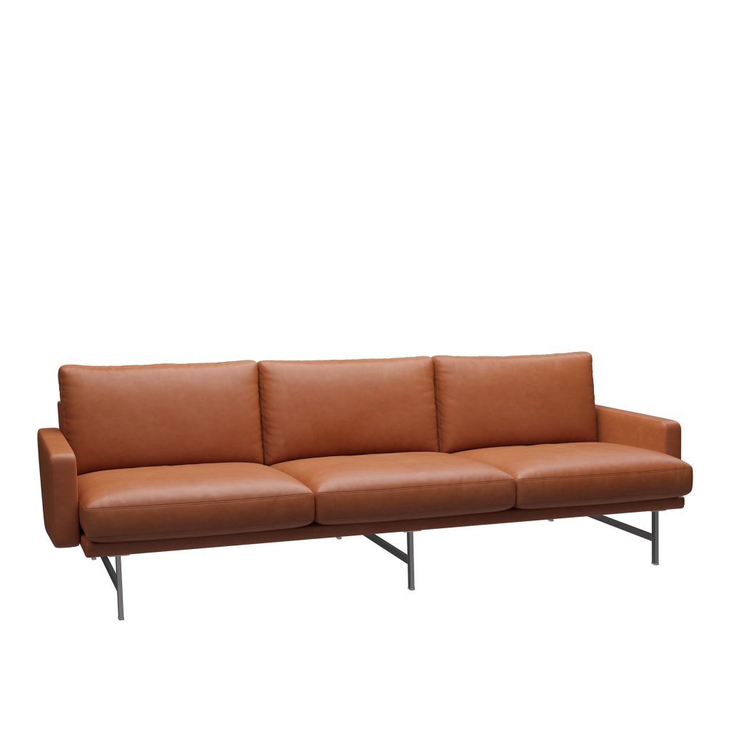 3-sits soffa – PL113 Lissoni 3-sits, Läder, Elegance Valnöt – Brun