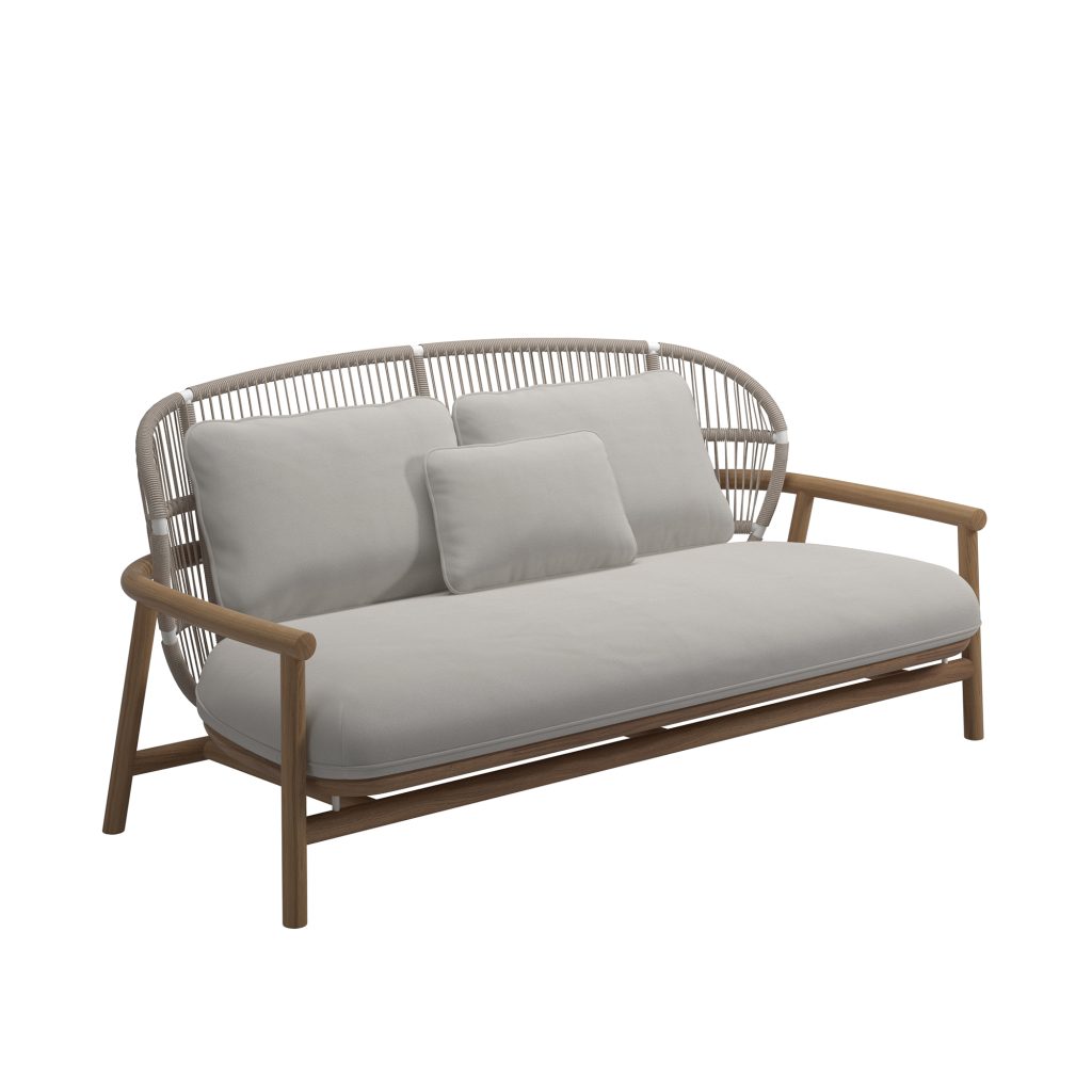 Soffa Utomhus – Fern Låg Rygg 2-sits, Vit/Dune, Blend Linne – Beige