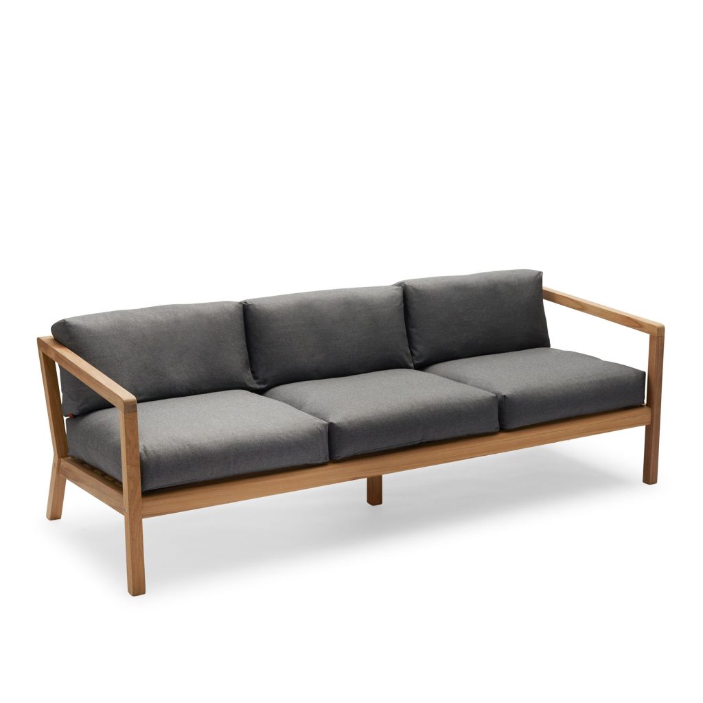 Soffa Utomhus – Virkelyst 3-sits, Teak, Kolgrå – Svart