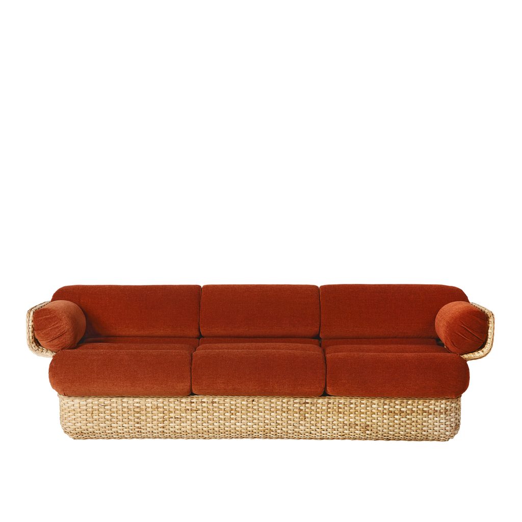 3-sits soffa – Basket, Helstoppad, 3-sits Rattan Belsuede Special FR 133 – Brun