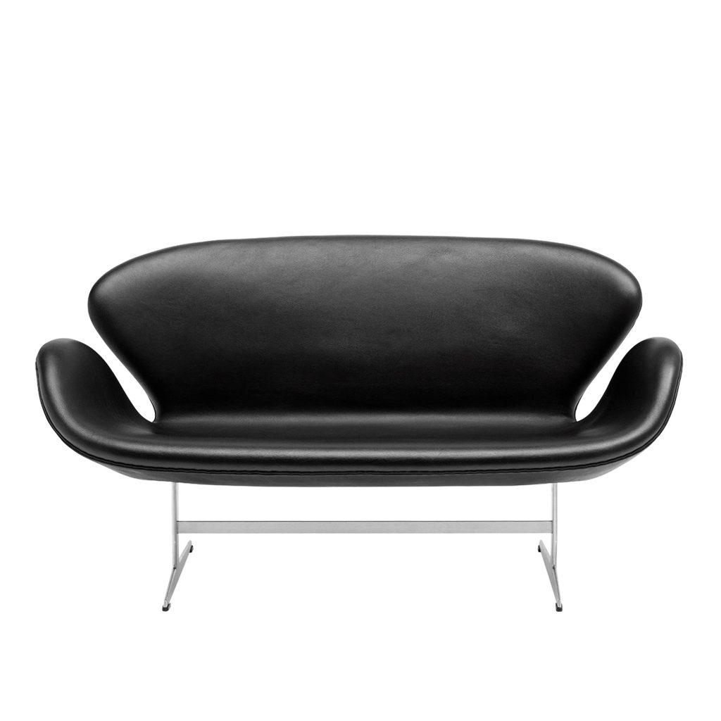 Soffa – 3321 Svanen Soffa, Läder, Essential Svart – Svart