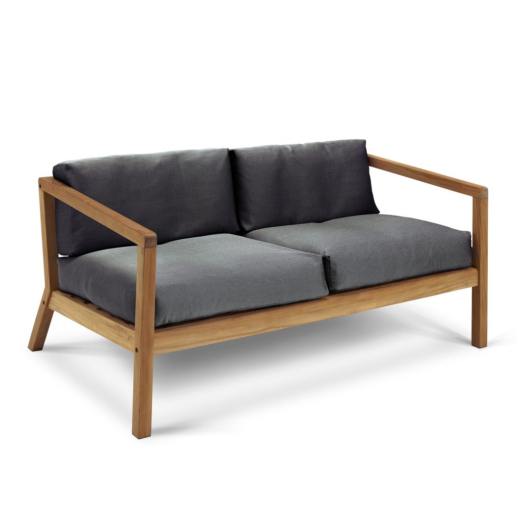 Soffa Utomhus – Virkelyst, Teak, Fossflakes Padding – Svart