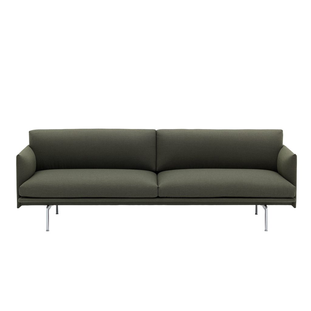 3-sits soffa – Outline 3-sits / Polerad Aluminium Underrede Fjord 961 – Grön