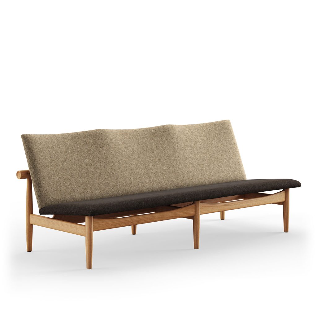3-sits soffa – Japan 3-sits, Mörk Oljad Ek, 376/227 – Träfärgad