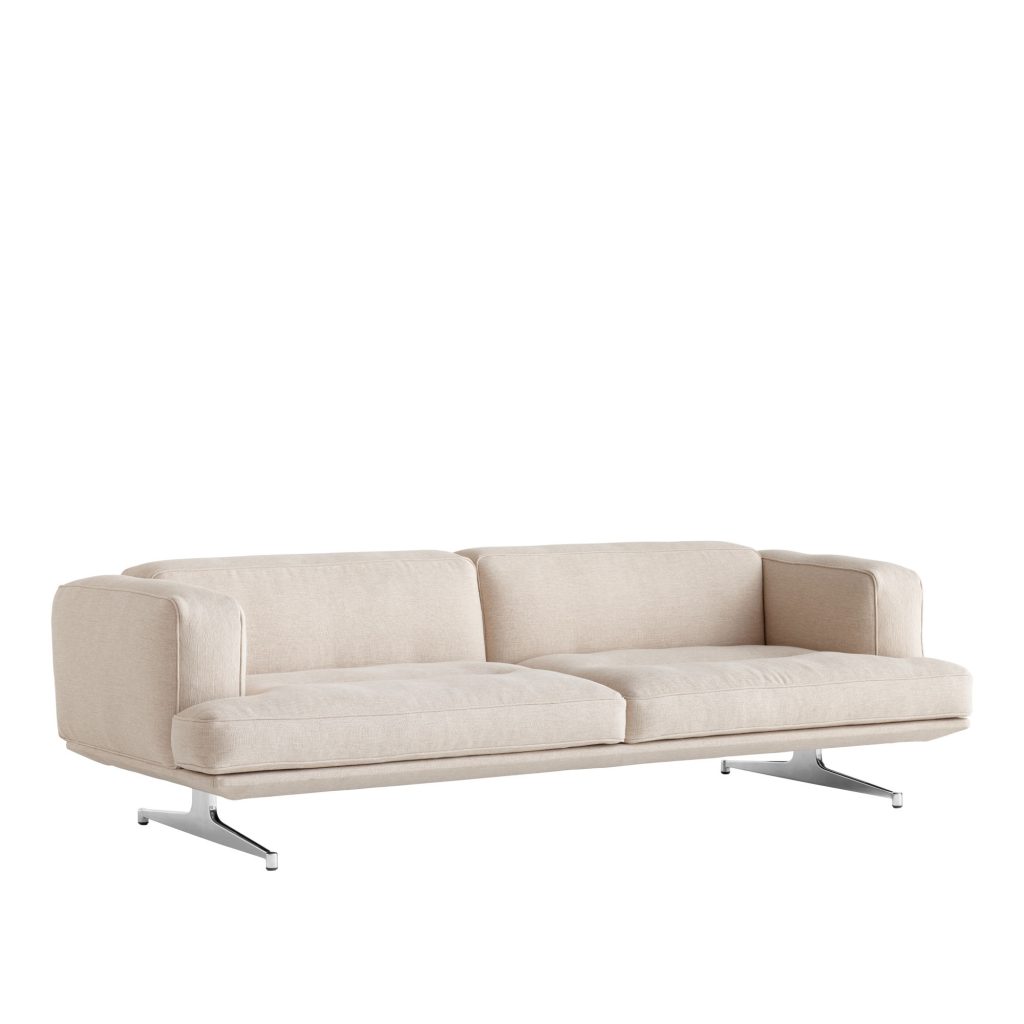 3-sits soffa – Inland AV23 3-sits soffa polerad aluminium ben clay 0011 – Beige