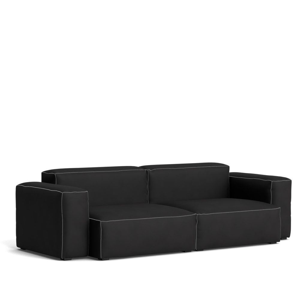 3-sits soffa – Mags Mjuk Låg 2,5-sits Kombination 1, Ljus Grå Sömmar – Sense Svart