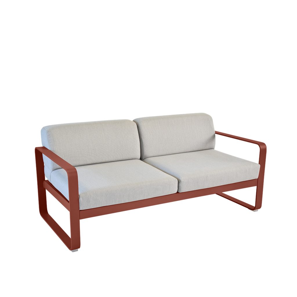 Soffa Utomhus – Bellevie 2-sits – Flannel Grå Kuddar/Röd Ochre