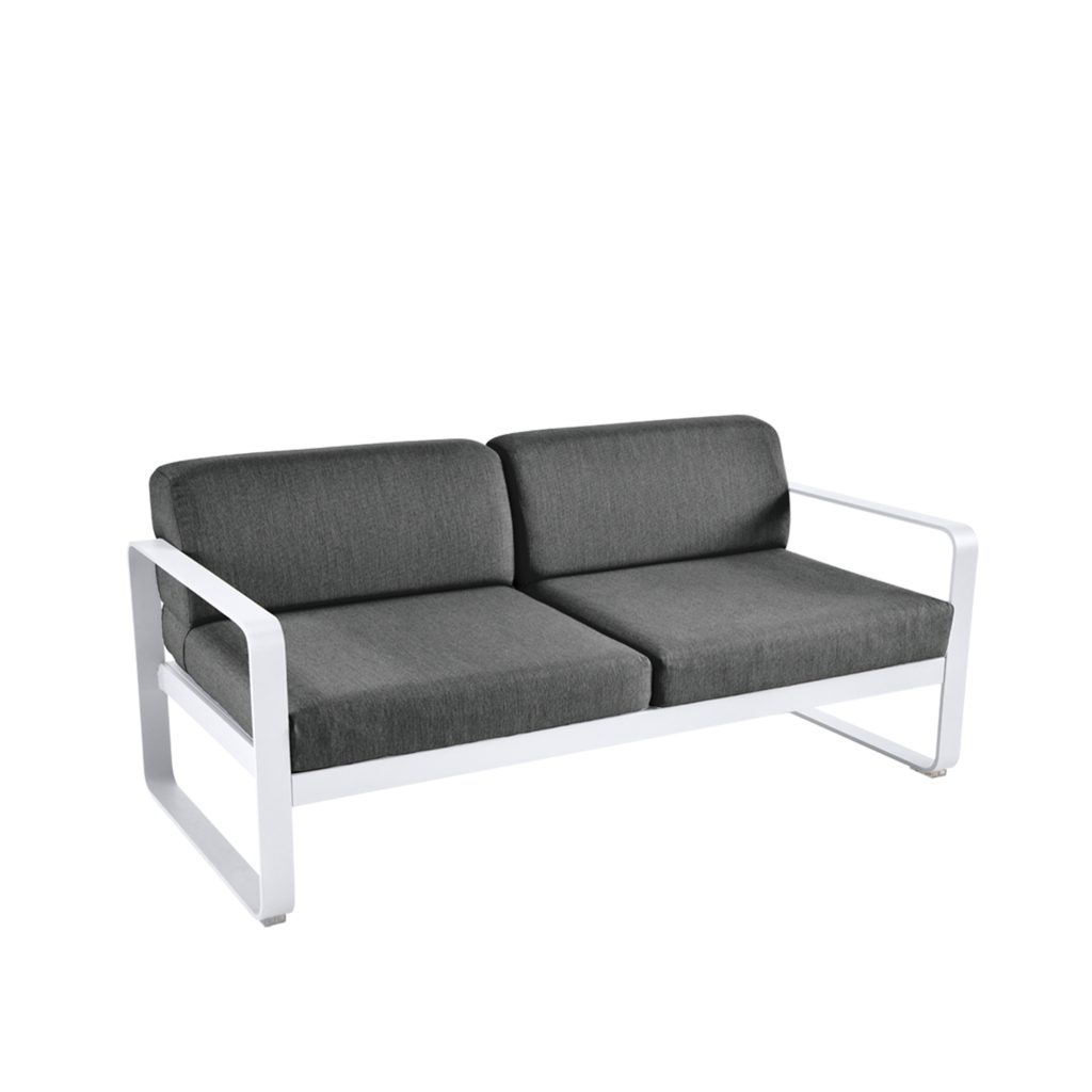 Soffa Utomhus – Bellevie 2-sits Grafit Grå Kuddar, Cotton Vit