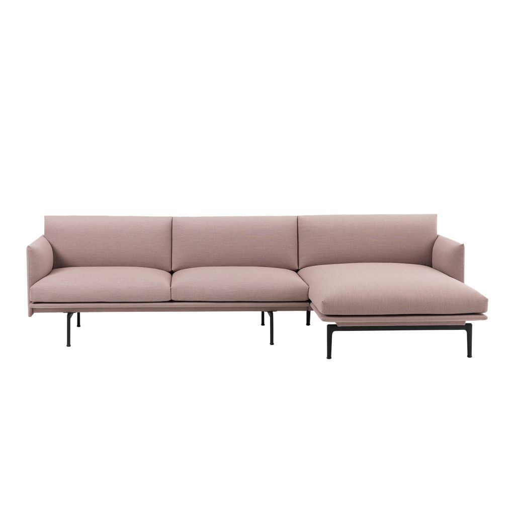 Divansoffa – Outline Schäslong Höger / Svart Underrede Fjord 551