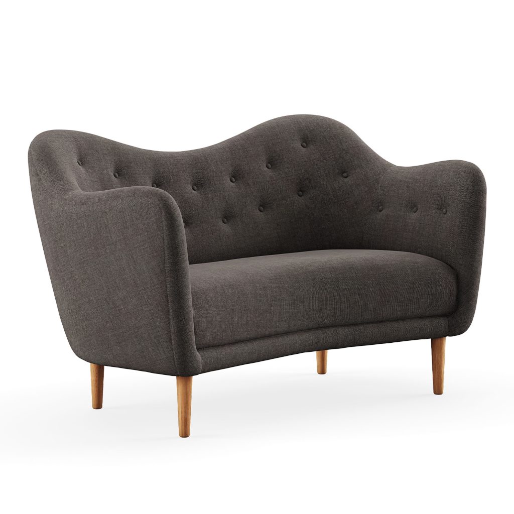 2-sits soffa – 46, Mörk Oljad Ek – Grå