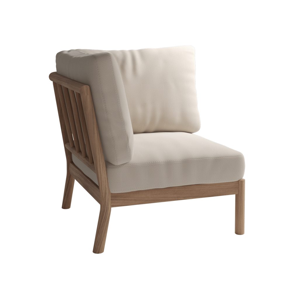 Soffa Utomhus – Tradition Hörnmodul, Ljus Sand, Teak FSC 100% – Beige