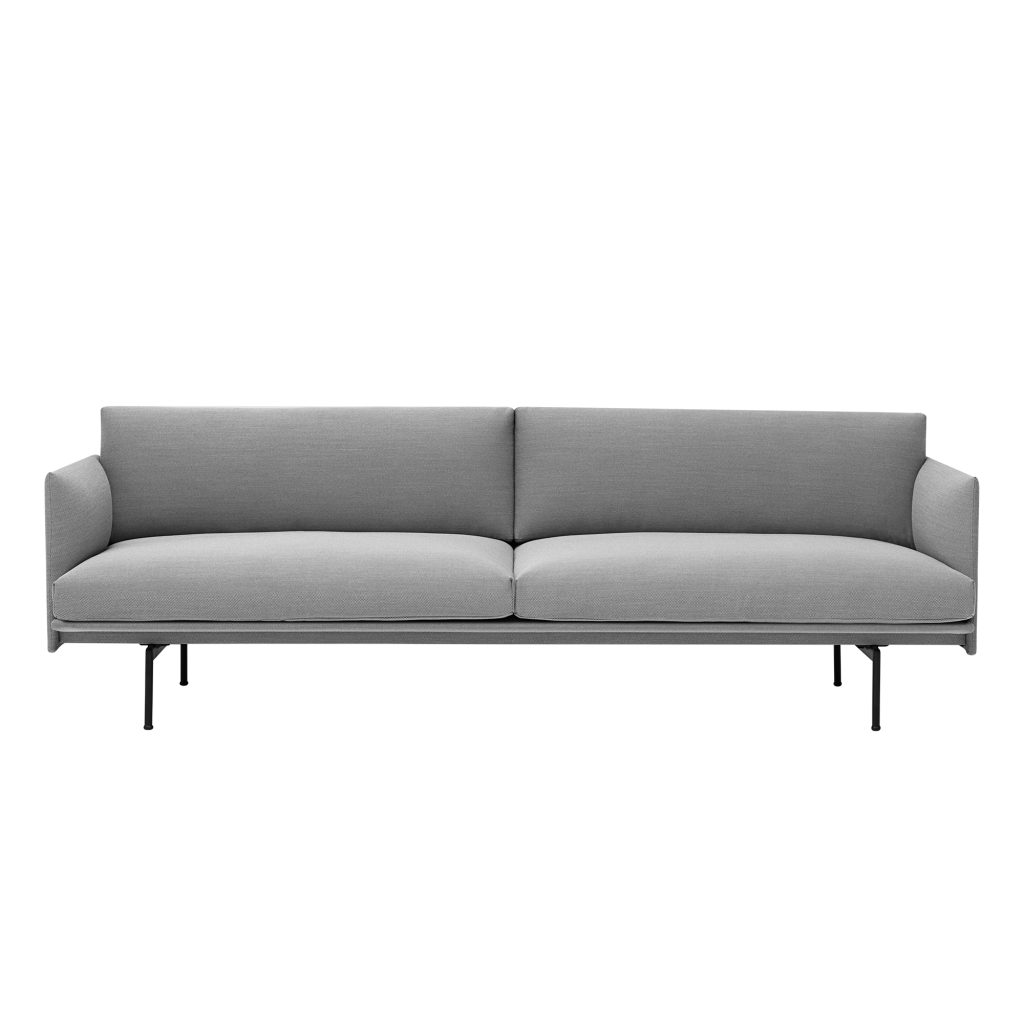 3-sits soffa – Outline 3-sits / Svart Underrede Steelcut Trio 133 – Grå
